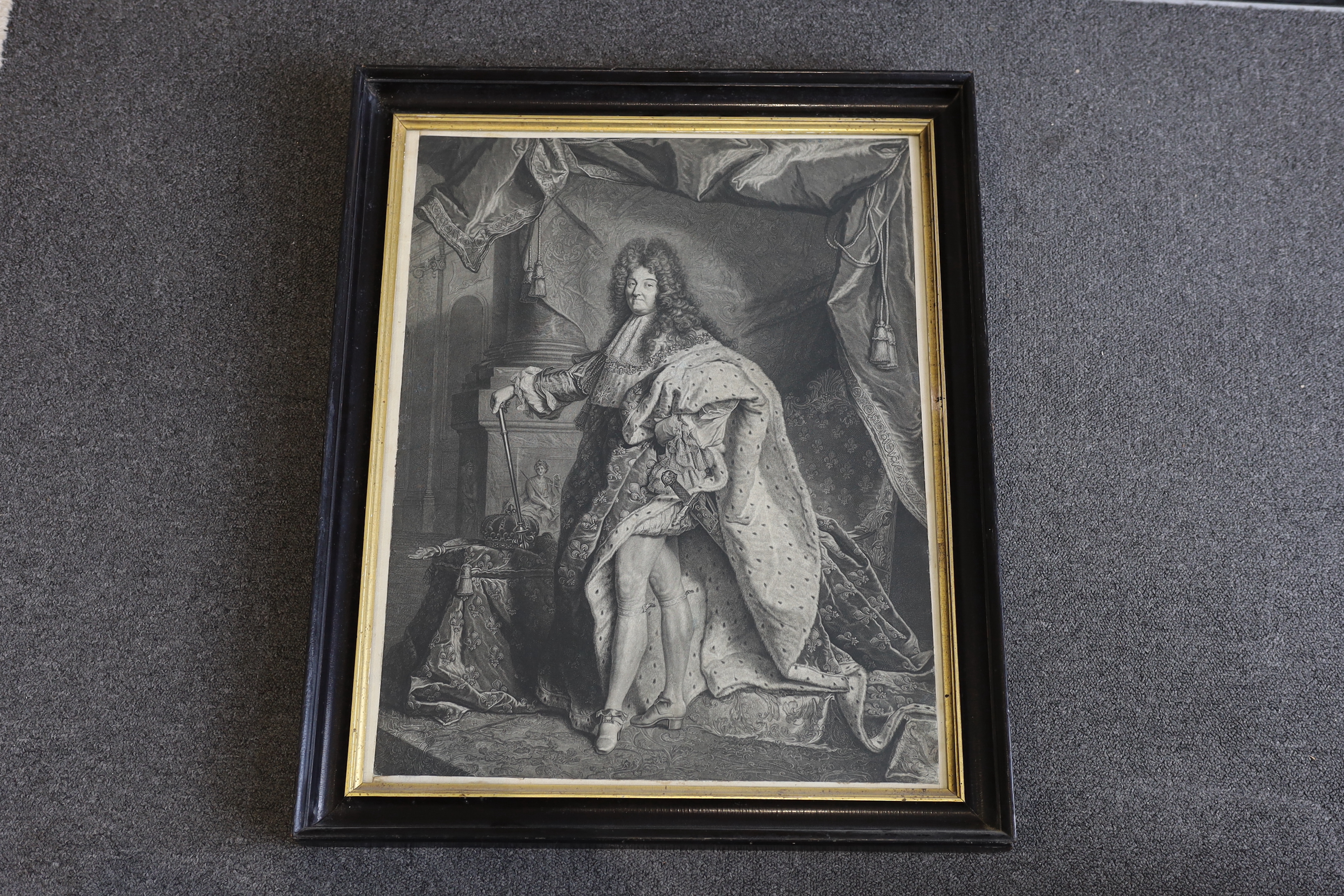 Pierre Drevet after Hyacinthe Rigaud (1659-1743), engraving, 'Louis XIV, King of France (1638-1715)', visible sheet, 60 x 48.5cm